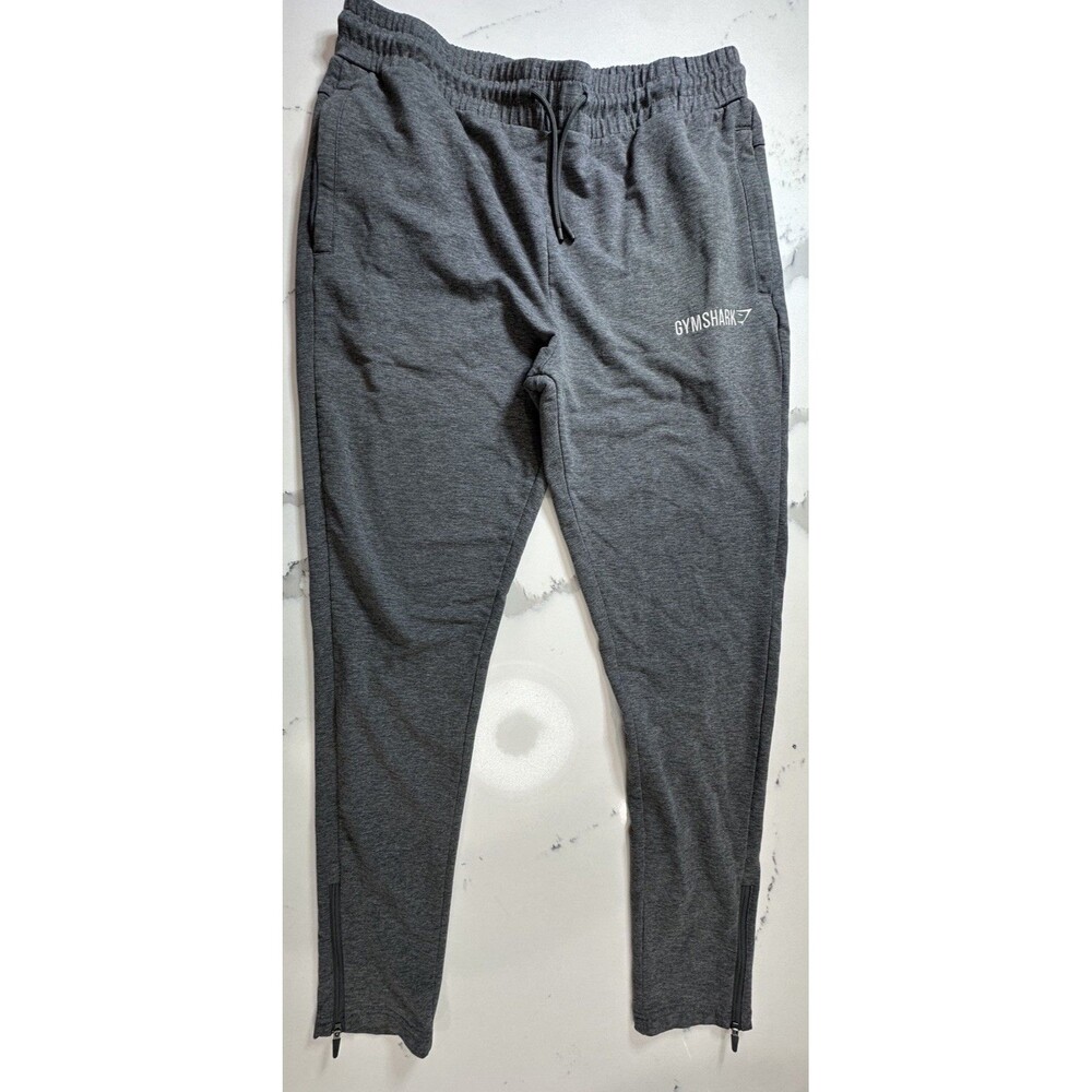 Gymshark Mens Gray Tapered Joggers Zipper Ankle Sweatpants Medium Gym 345